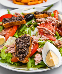 Fresh seafood salad with smoked salmon