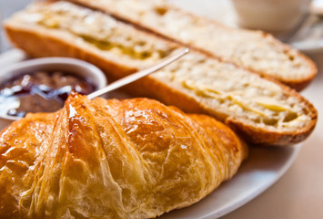 fresh croissan on table ,Delicious!