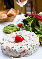 Fresh seafood salad with smoked salmon