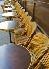 Empty Cafe terrace in paris,France