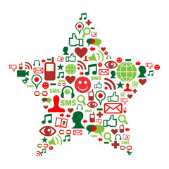 Social media icons in christmas star
