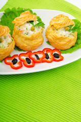 Russian salad served in profiterole