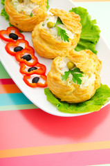 Russian salad served in profiterole