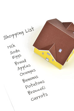 Model house and shopping list