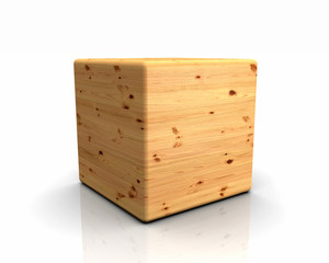 3D Holzwürfel abgerundet - Kiefer Astloch