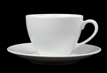 white cup and saucer