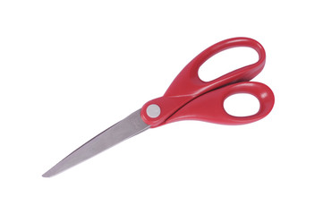 Scissors with red handles isolated on white