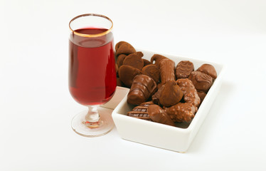 Cherry brandy and chocolates