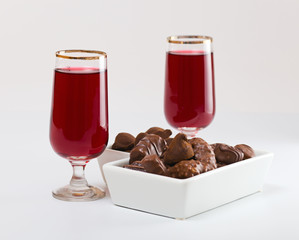 Cherry brandy and chocolates