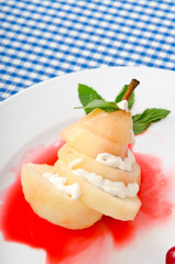 Food concept - Pear in wine