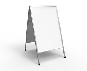 3d render of a white advertising stand on a white background