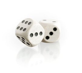 Two dice with reflection