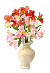 beautiful bouquet in vase isolated on white