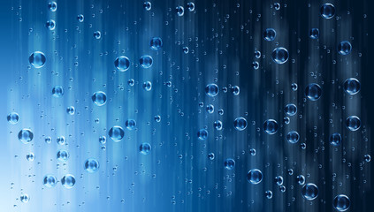 Naklejki  ruch niebieska woda spada w deszczu na oknie na tle