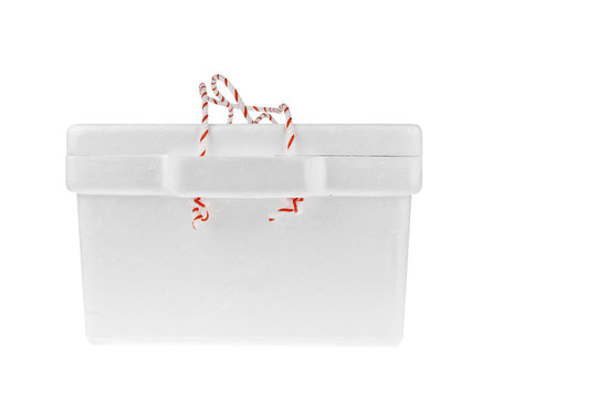 Styrofoam storage box on white background