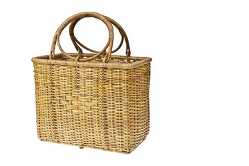 wicker basket isolated on white background