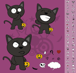 halloween black cat cartoon set2