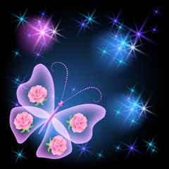 Transparent butterfly and stars