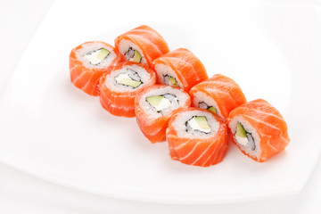 sushi on the white