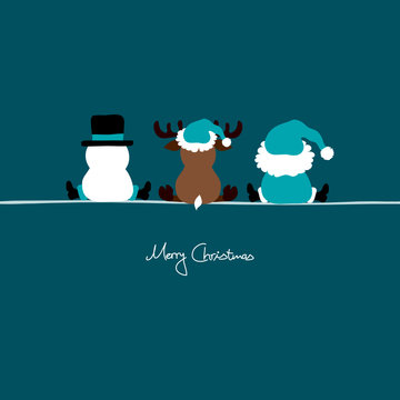 Santa, Snowman & Reindeer Turquoise