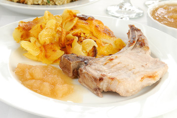 Pork chop and au gratin potatoes