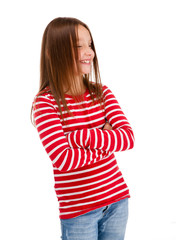 Portrait of young girl isolated on white background