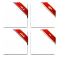 Set of red corner ribbons - marketing elements