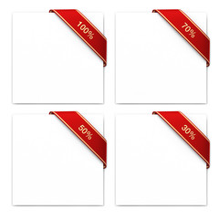 Set of red corner ribbons - percentage elements
