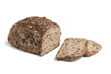Homemade bread with raisins and nuts