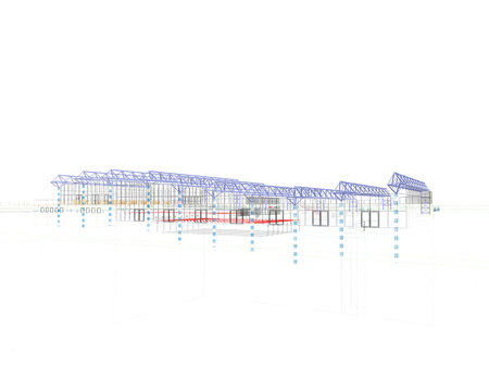 progetto palasport piscina rendering 3d ingegneria architettura