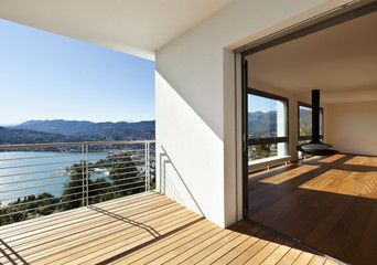 Modern apartment, balcony with panoramic view
