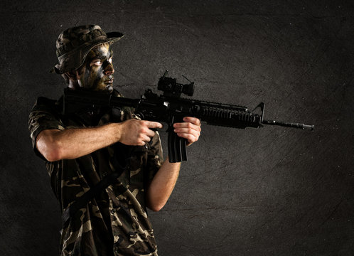 young soldier pointing