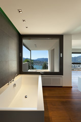 Fototapeta na wymiar Modern apartment, bath with panoramic view