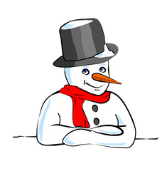 schneemann oberkörper am tresen