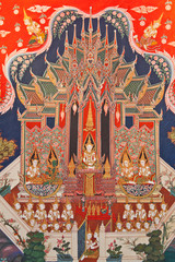 Thai art painting in a temple in Thailand