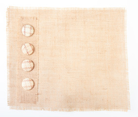 sackcloth baner with buttons as  decor