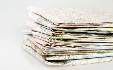 map stacked over white