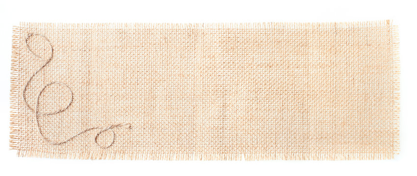 sackcloth tags with decor over white