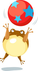 Frog jumping with ball
