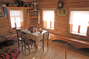 interior of the old wooden building
