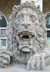 A stone statue of a lion St. Petersburg