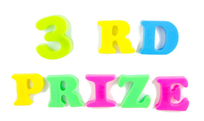 Fototapeta premium 3rd prize written in fridge magnets on white
