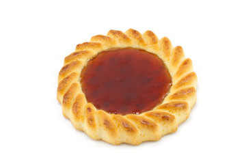 An isolated fruit jam cookie on white