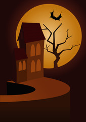 Halloween background with scary house