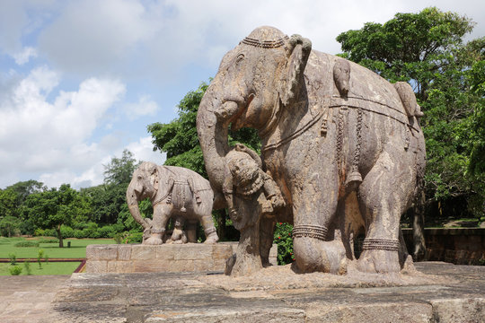 War elephants sculpture, Sun temple Konark