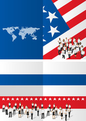 American flag template brochure with people