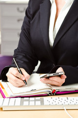 office desk with a girl