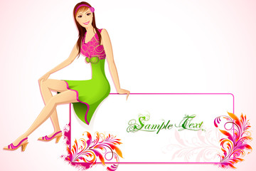 Lady sitting on Floral Frame