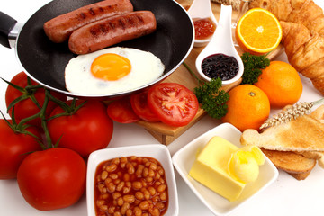 Breakfast on a white background