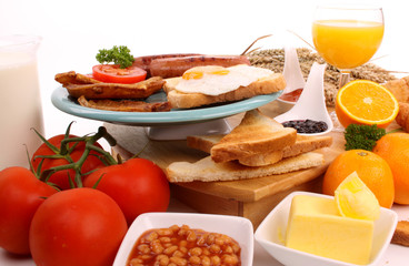 Breakfast on a white background